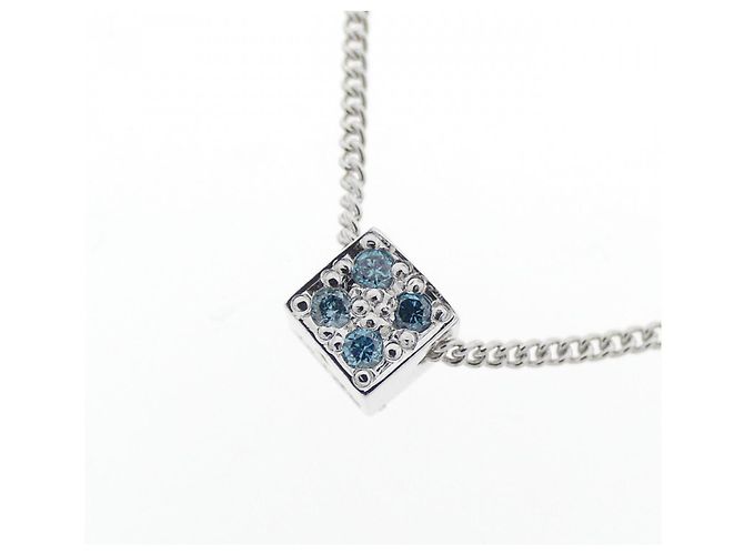 Autre Marque Au585 White Gold Diamond Necklace Silvery - view 3