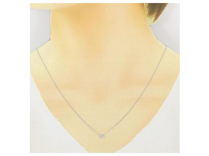 Autre Marque Au585 White Gold Diamond Necklace Silvery - view 6