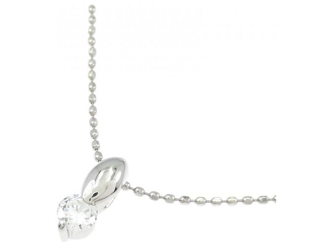 Autre Marque Platin-Diamant-Halskette Silber - Ansicht 3