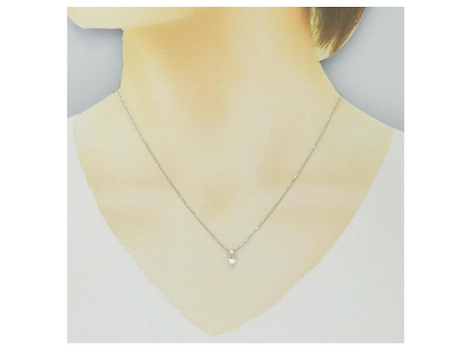 Autre Marque Platin-Diamant-Halskette Silber - Ansicht 6