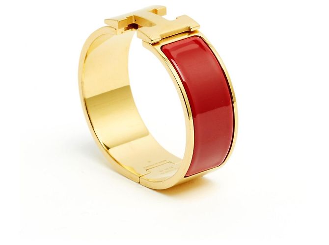 Clic H Bracciale Dore Rosso Clic Clac H di Hermès
Bracciale in Metallo Dorato e Smalto Rosso Hermes D'oro - vista 2