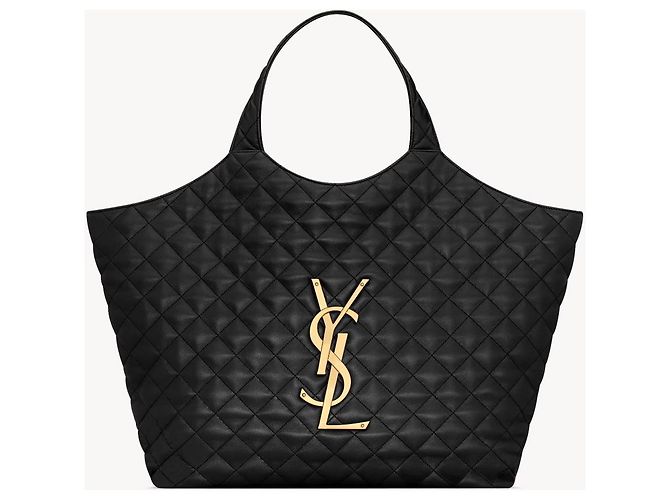 Saint Laurent BOLSA DE COMPRAS MAXI ICARE EM COURO DE OVELHA QUILTED Preto - vista 2