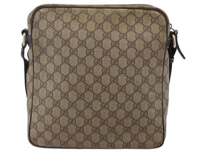 Gucci Front Zip Messenger GG Coated Canvas Medium Brown - view 2