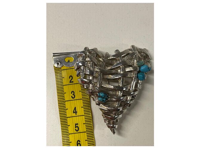 Christian Lacroix Spilla a forma di cuore intrecciata in argento con turchese - vista 11