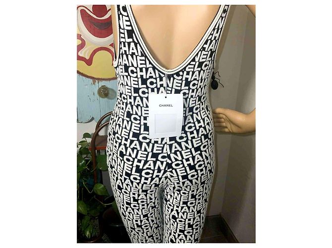 Cambon Chanel JACQUARD-LOGO-OVERALL Schwarz Weiß - Ansicht 5