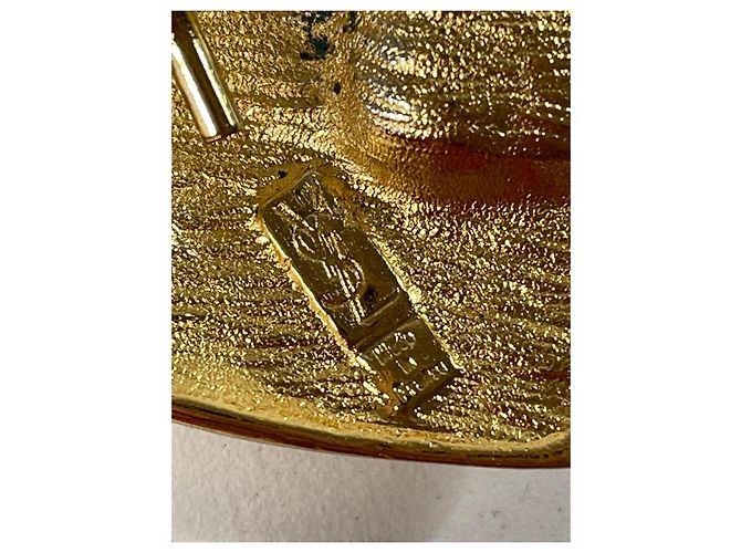 Yves Saint Laurent Spilla a forma di cuore dorata con cristalli - vista 10
