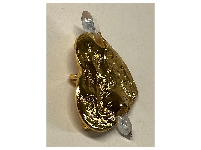 Yves Saint Laurent Spilla a forma di cuore dorata con cristalli - vista 11