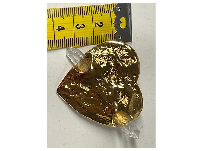 Yves Saint Laurent Spilla a forma di cuore dorata con cristalli - vista 12