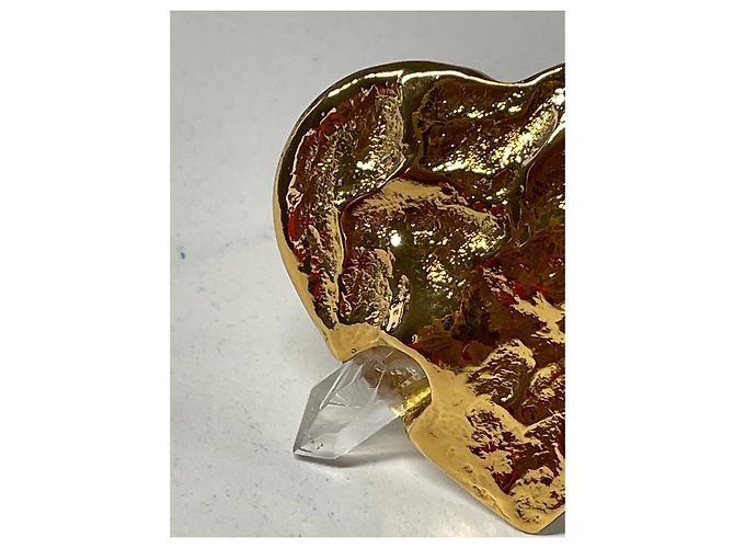 Yves Saint Laurent Spilla a forma di cuore dorata con cristalli - vista 6