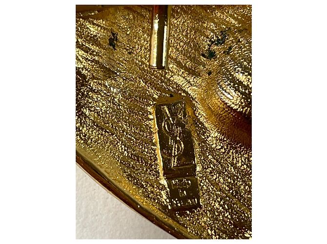 Yves Saint Laurent Spilla a forma di cuore dorata con cristalli - vista 9