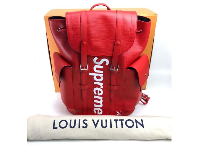 Zaino Christopher PM Epi Louis Vuitton x Supreme Rosso - vista 13