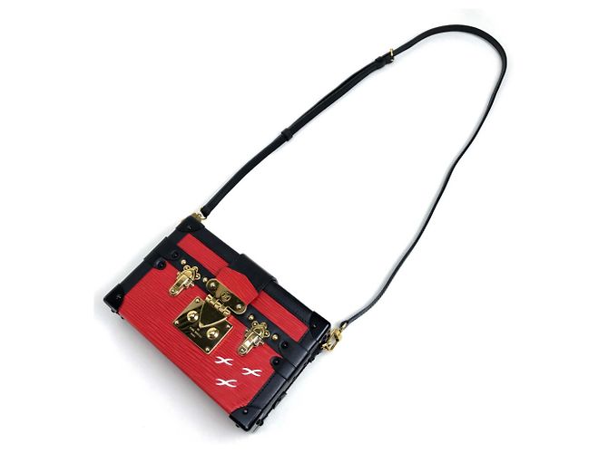 Borsa a Spalla Petite Malle Epi Louis Vuitton Nero Rosso - vista 16