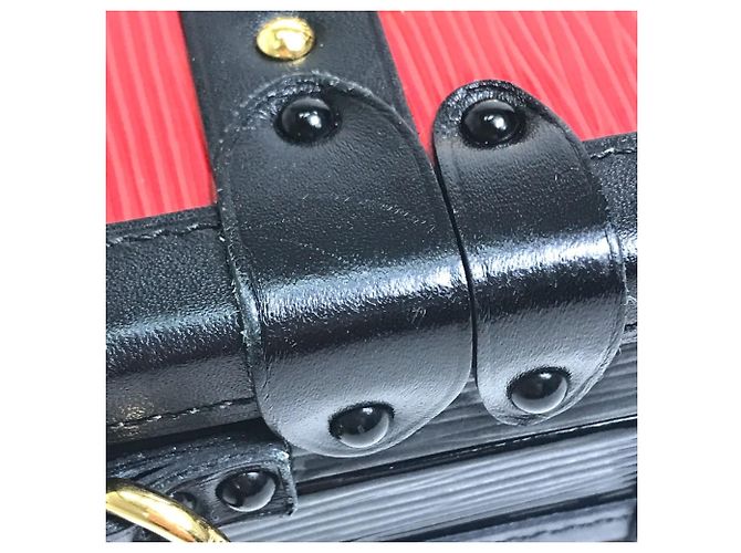 Borsa a Spalla Petite Malle Epi Louis Vuitton Nero Rosso - vista 7