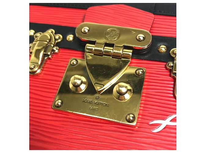Borsa a Spalla Petite Malle Epi Louis Vuitton Nero Rosso - vista 8