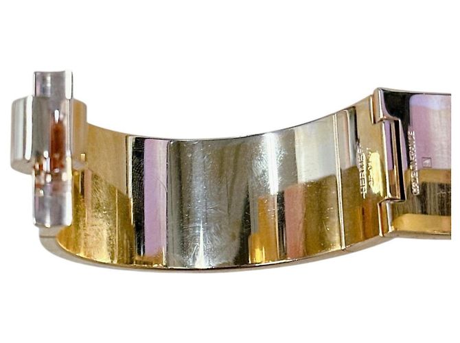 Pulsera Bangle Charnière Hermès Blanco Beige Dorado - vista 11