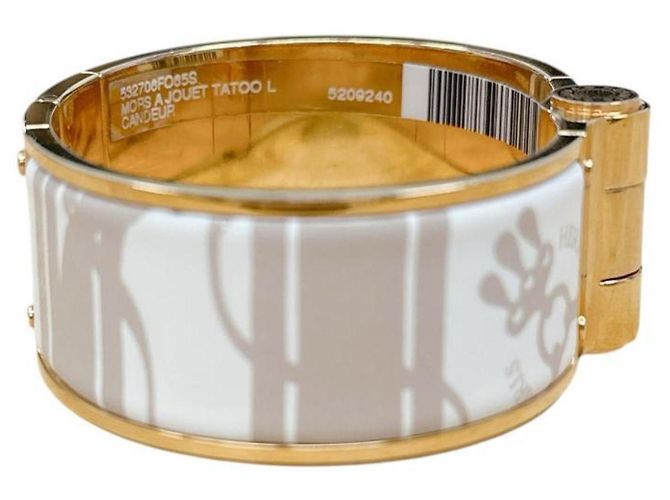 Pulsera Bangle Charnière Hermès Blanco Beige Dorado - vista 4