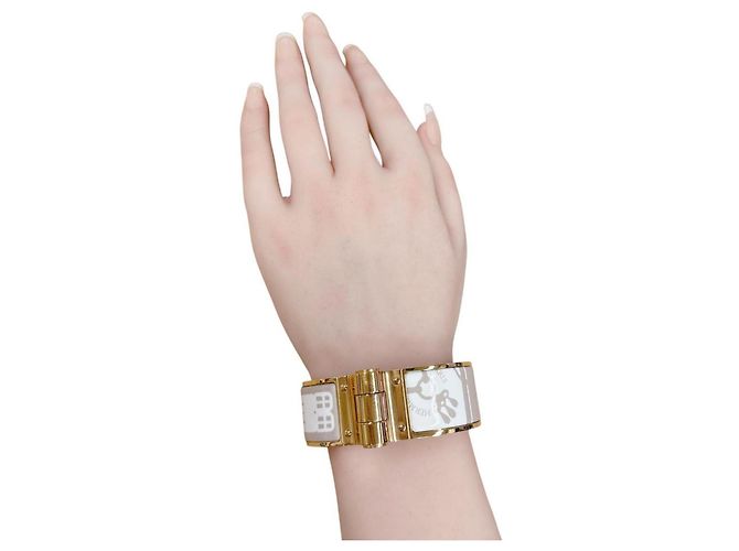 Pulsera Bangle Charnière Hermès Blanco Beige Dorado - vista 9