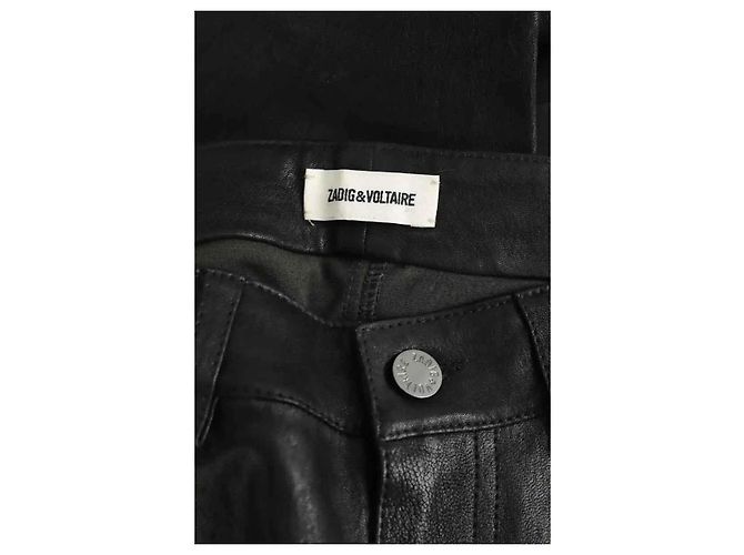 Zadig & Voltaire Schwarze Leder Slim Pants - Ansicht 5