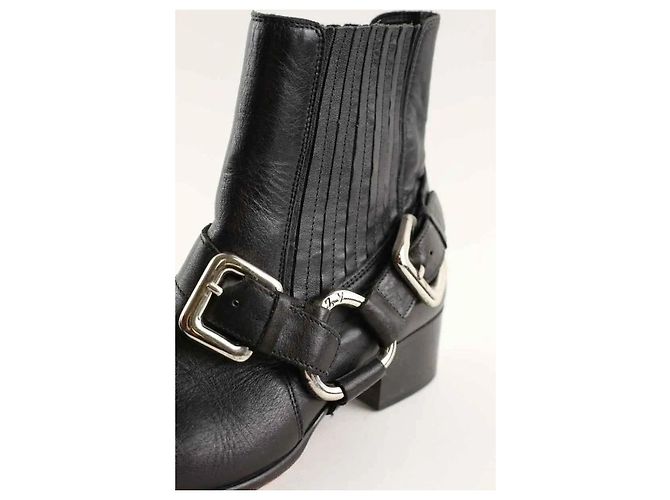 Zadig & Voltaire Schwarze Leder-Bikerstiefel - Ansicht 4