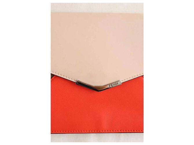 Fendi Clutch de cuero rojo Roja - vista 2