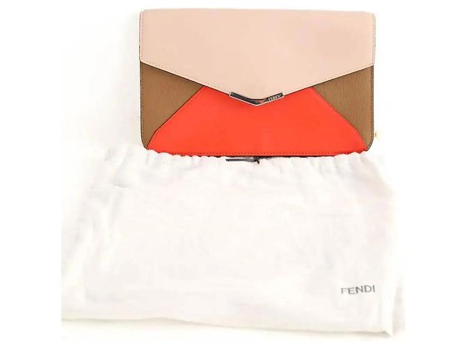 Fendi Clutch de cuero rojo Roja - vista 6