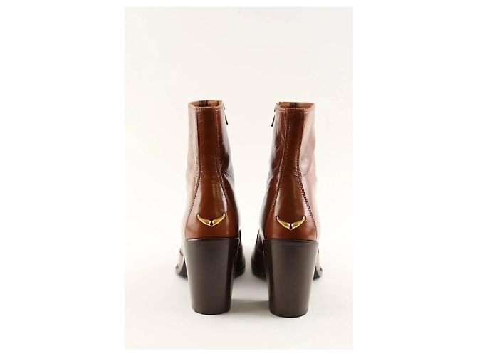 Zadig & Voltaire Botas de cuero charol camel Camello - vista 2