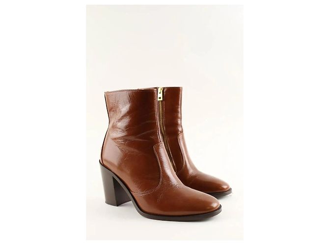 Zadig & Voltaire Botas de cuero charol camel Camello - vista 3