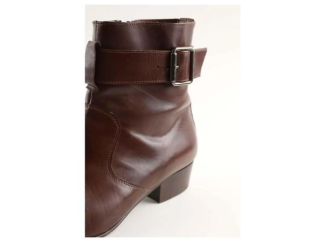 Autre Marque Botas de cuero marrón Castaño - vista 5