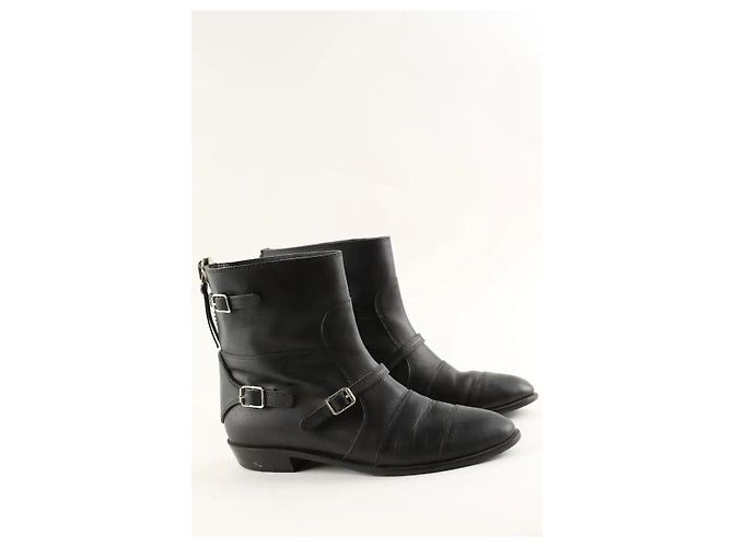 Giuseppe Zanotti Botas de couro pretas com fivelas Preto - vista 3