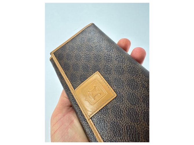 Céline Vintage Celine Paris Triomphe Monogram Leather Wallet Brown - view 3