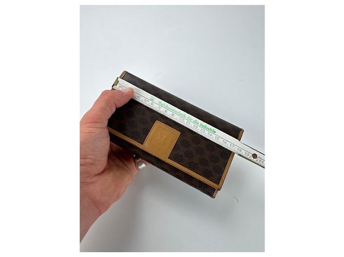 Céline Vintage Celine Paris Triomphe Monogram Leather Wallet Brown - view 7