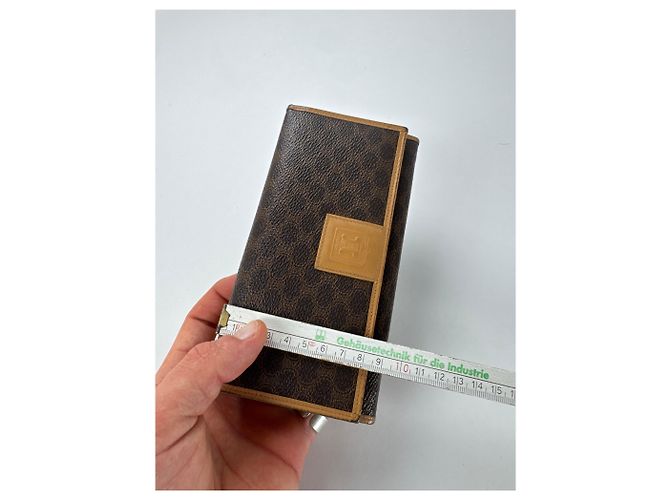 Céline Vintage Celine Paris Triomphe Monogram Leather Wallet Brown - view 8