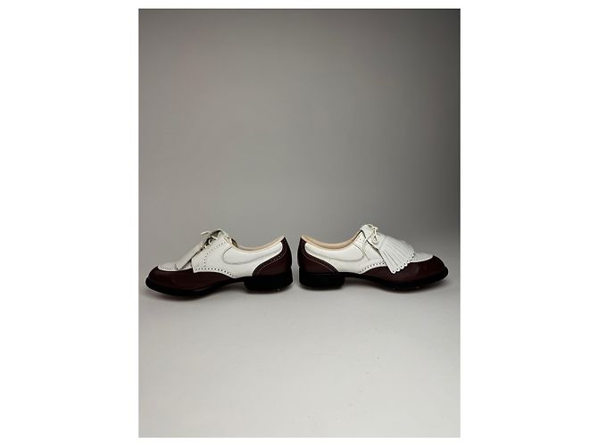 Scarpe da golf in pelle vintage Balenciaga / Budapester nero bianco 24cm - vista 3