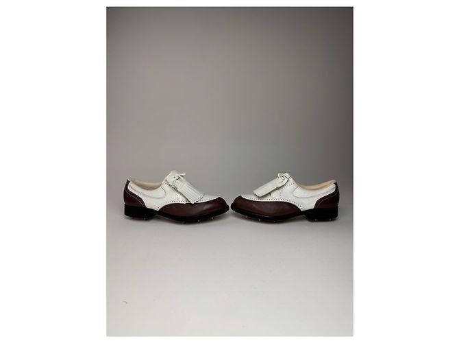 Scarpe da golf in pelle vintage Balenciaga / Budapester nero bianco 24cm - vista 4