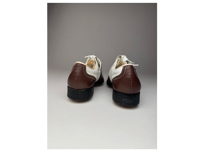 Scarpe da golf in pelle vintage Balenciaga / Budapester nero bianco 24cm - vista 9