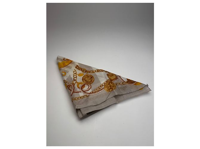 Céline Sciarpa Vintage Celine Grigio Oro Bianco D'oro - vista 8
