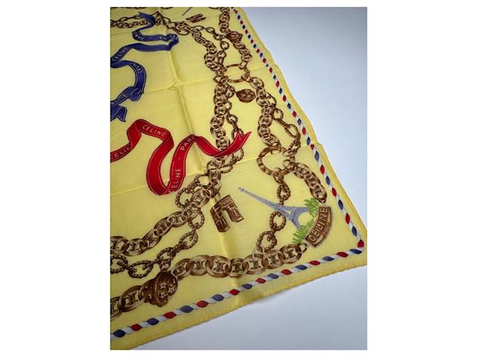 Céline Sciarpa Vintage Celine Giallo Oro - vista 2
