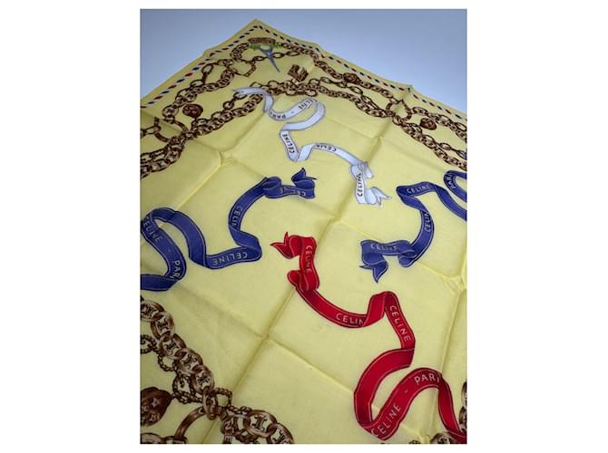 Céline Sciarpa Vintage Celine Giallo Oro - vista 3