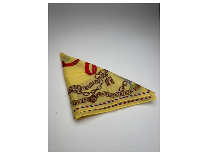Céline Sciarpa Vintage Celine Giallo Oro - vista 9