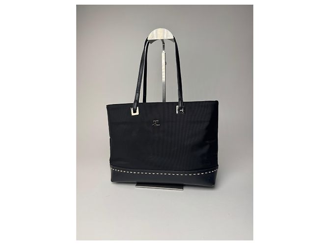Vintage Courreges Handtasche aus Leder und Polyester in Schwarz - Ansicht 14