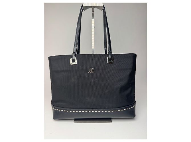Vintage Courreges Handtasche aus Leder und Polyester in Schwarz - Ansicht 5