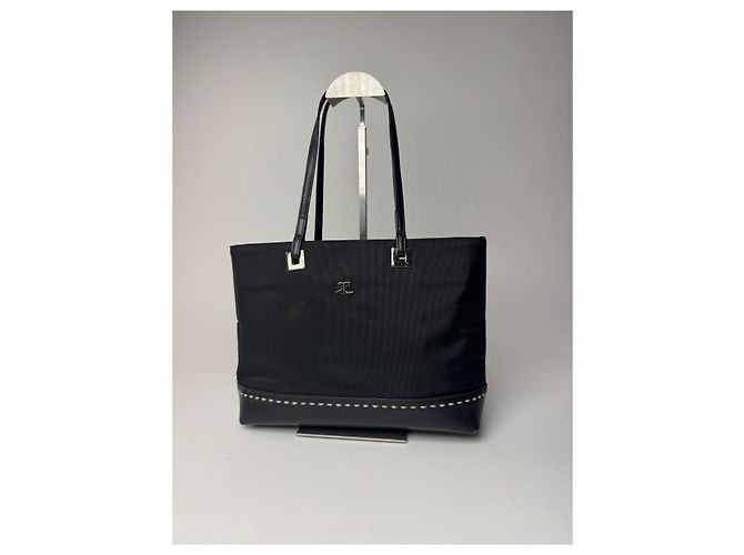 Vintage Courreges Handtasche aus Leder und Polyester in Schwarz - Ansicht 8