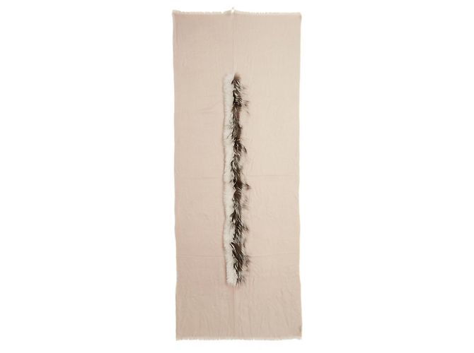 Fendi Foulard Etole Beige Rosa Nudo Cashmere Stola Sciarpa Preziosa - vista 3