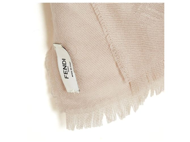 Fendi Foulard Etole Beige Rosa Nudo Cashmere Stola Sciarpa Preziosa - vista 5