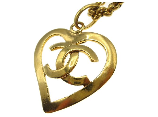 Pendente in metallo a forma di cuore CC di Chanel D'oro - vista 2