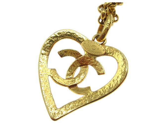 Pendente in metallo a forma di cuore CC di Chanel D'oro - vista 3