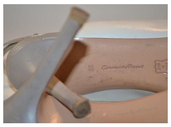 Gianvito Rossi offene Schuhe weiß Leder Größe 36 - Ansicht 5