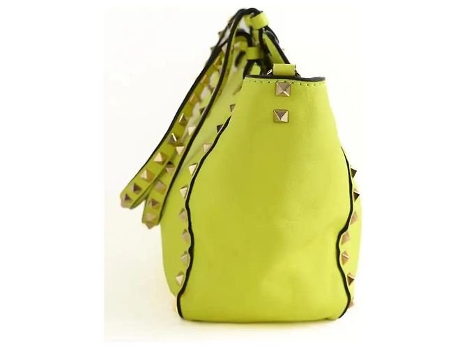 Valentino Borsa a Spalla Rockstud in Pelle Gialla Giallo - vista 4