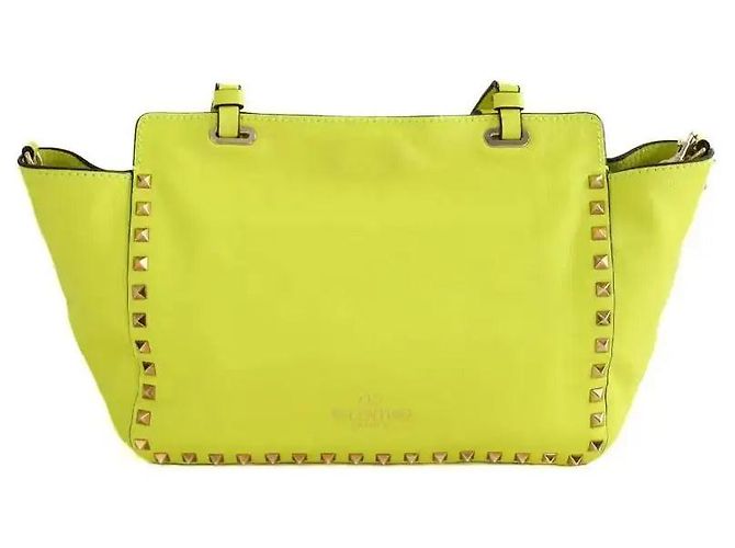 Valentino Borsa a Spalla Rockstud in Pelle Gialla Giallo - vista 5