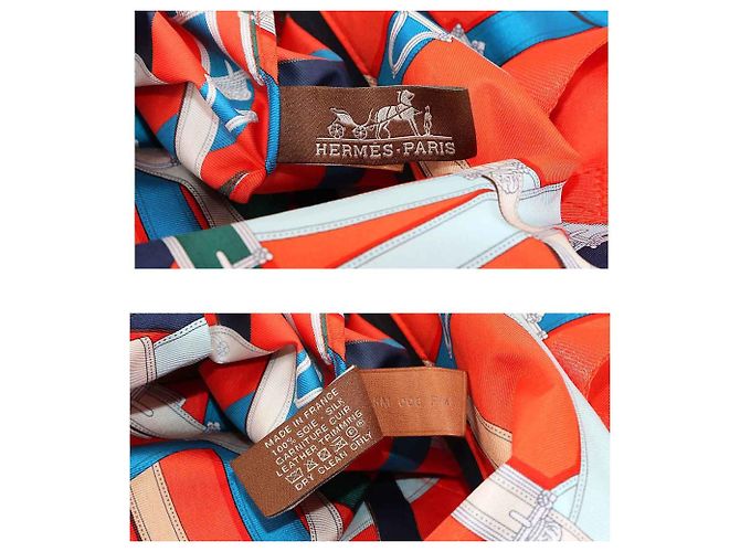 Duffle Borsa a Spalla Hermès Cavalcadour Air in Seta 38 Multicolore Arancione - vista 7